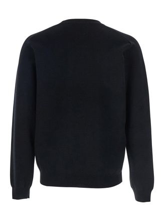 Maison Kitsun&eacute; Fox-Patch Merino Wool Sweater - Black