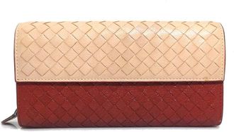 Bottega Veneta Beige Brown Leather Long Wallet (Bi-Fold) (Pre-Owned)