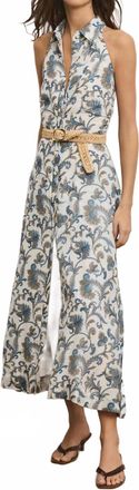 Veronica Beard Mackey Paisley Halter Midi Dress In Dove White Multi