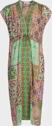 Johnny Was Lanthe Print V-Neck Caftan Dress