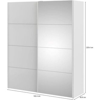 Dmora Guardaroba 2 ante Eulalie, Mobile camera da letto, Cabina armadio portabiti, Armadio appendiabiti, 182x61 h220 cm, Bianco lucido - Dmora