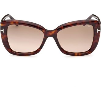 Tom Ford Maeve 55mm Gradient Polarized Butterfly Sunglasses in Dark Havana /Gradient Brown at Nordstrom Rack