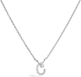 House of Brilliance 10K Gold Diamond Accent A-Z Initial Script Style Pendant Necklace in White | C at Nordstrom