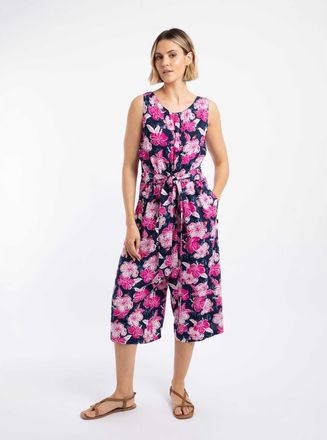 Weird Fish Nalani Printed Viscose Jumpsuit in Fuchsia Punch at Nordstrom, Size 10