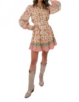 Fate Clyvedon Floral Patterned Mini Dress In Cream
