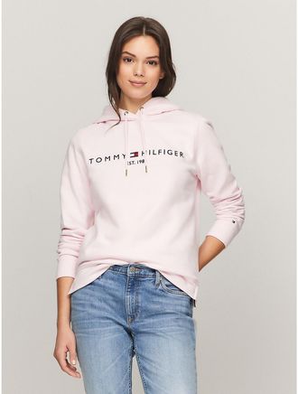 Tommy Hilfiger Womens Embroidered Tommy Logo Hoodie - Pink - S