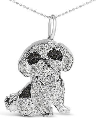 House of Brilliance Silver 1 1/4 Cttw Diamond Shih Tzu Dog Pendant Necklace 18 inch in White at Nordstrom