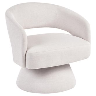 Beliani Sill&oacute;n De Estilo Minimalista Escandinavo Tapizado De Tela Forma Curvada Giratorio 360&deg; Blanco Crema Eidal
