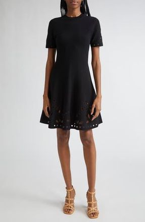 Ulla Johnson Fanna Eyelet Detail Knit Minidress in Noir at Nordstrom Rack, Size Small
