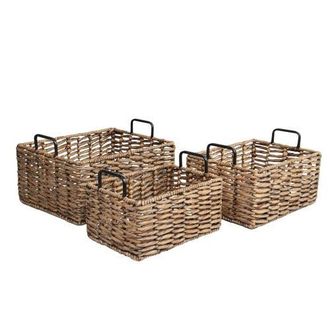 Happimess Handwoven Water Hyacinth Nesting Storage Baskets with Metal Handles in Brown at Nordstrom