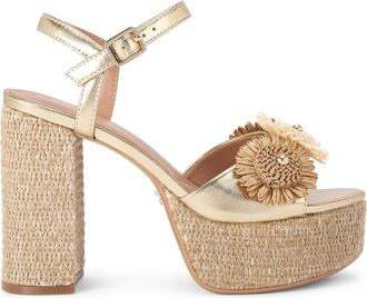 Carvela Womens Sorrento Flower Platform Sandals - Gold - Size UK 5