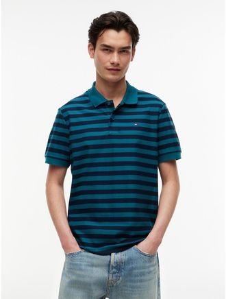 Tommy Hilfiger Mens Tommy Jeans Regular Fit Striped Polo - Green - M