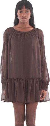 Aniye By Ivette Sheer Over Dress - Dames - Korte kleedjes - Bruin - M - Kleedjes