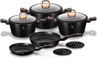 Berlinger Haus Juego De Ollas De Granito De 10 Piezas Berlinger Haus Black Rose Bh-1645