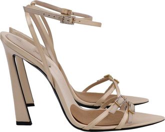 Saint Laurent Womens Satin Gippy 110 Embellished Sandal (Authentic Pre-Loved)