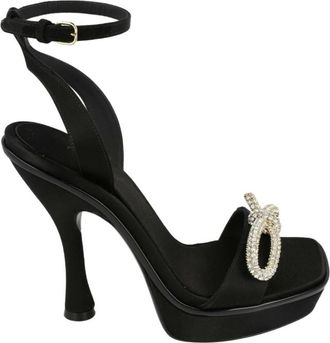 Ferragamo Allison Asymmetric Bow Platform Sandals, Size 9 C