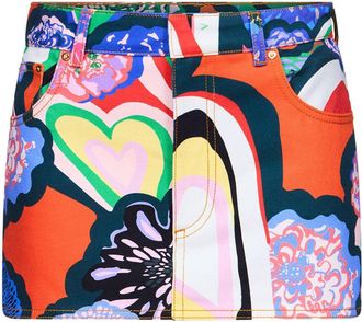 Area abstract-print denim miniskirt - women - Cotton - 28 - Orange