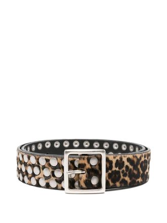 Golden Goose Brown Studded Buckle Belt