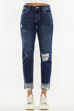 Kancan High Rise Boyfriend Jean In Medium Wash