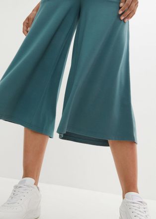 Bonprix Culotte BONPRIX, Damen, Gr. 52/54 (XXL), N-Gr, gr&uuml;n (graugr&uuml;n), Obermaterial: 64% Polyester, 32% Viskose, 4% Elasthan, loose fit, Hosen Culotte, mit b