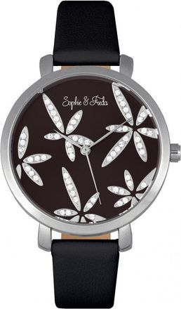 Sophie & Freda Key West Leather-Band Watch with Swarovski Crystals