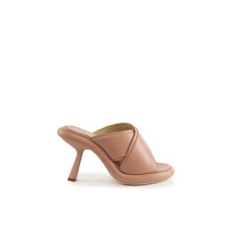 Vic Mati&eacute; Elegante Leren Sandaal Ronde Neus Hak - Dames - Muiltjes - Beige - 40 EU - Leer - Schoenen