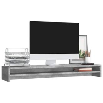 Berkfield Home Monitor Stand Concrete Grey 100x24x13 cm Engineered Wood | Size: 100 x 24 x 13 cm