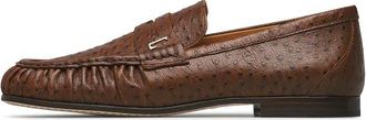 Loriblu Ostrich-print leren loafers - Dames - Loafers - Bruin - 35 EU - Leer - Schoenen