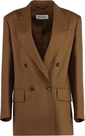 Max Mara Palanca Double Breasted Blazer - Dames - Blazers - Bruin - S - Wol - Jassen