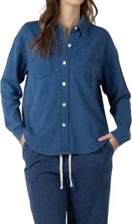 Dex Clothing Button Down Denim Top In Blue