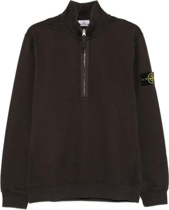 Stone Island Felpa 6100068 in cotone con mezza zip - Verde