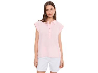 Mod-o-doc Gauze Sleeveless Henley Shirt Womens Clothing Rosewater : LG (US 12-14), Cotton