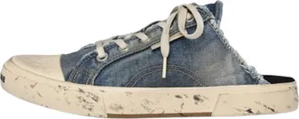 Balenciaga (WMNS) Balenciaga Paris Distressed Denim Mule Blue 693952W3RCL4090