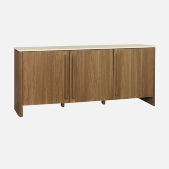 Sweeek Aparador De Madera Con Sobre Efecto Travertino 3 Puertas, 160cm