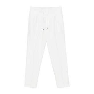 Brunello Cucinelli Broeken, Heren, Wit, M, Witte Broek met Trekkoord Tailleband