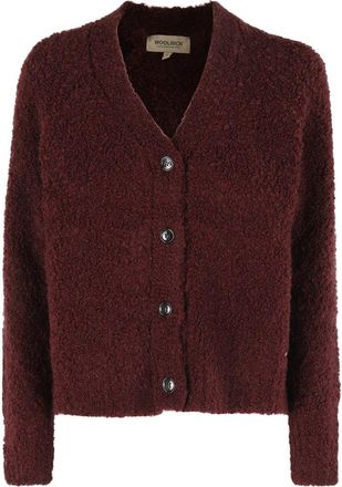 Woolrich Textured Boucle Cardigan With V-Neckline And Long Sleeves