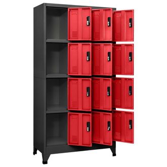 Berkfield Home Locker Cabinet Anthracite & Red 90x45x180 cm Steel in Charcoal | Size: 90 x 45 x 180 cm
