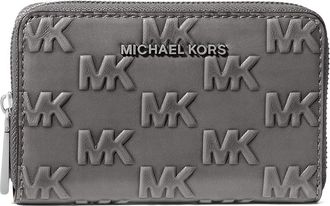 Michael Kors Jet Set Small Zip Around Card Case Womens Coin Purse Storm, Leather