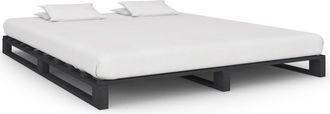 vidaXL Estructura De Cama De Palets Madera Maciza Pino Gris 200x200 Cm Vidaxl