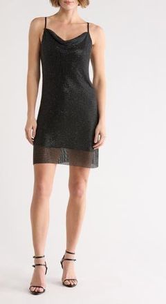 L'agence Benson Crystal Chain Mail Mini Slipdress in Gunmetal/Black at Nordstrom Rack, Size 10