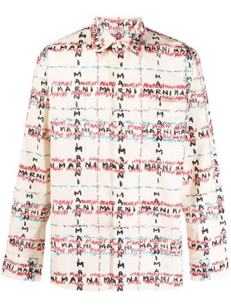 Marni Overhemd met logoprint - Beige