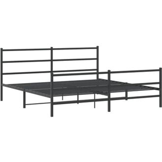 vidaXL Estructura Cama Sin Colch&oacute;n Con Estribo Metal Negro 200x200 Cm Vidaxl