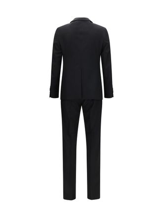 Tagliatore Single-Breasted Virgin Wool Pant Suit - Black