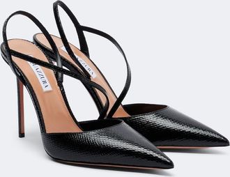Aquazzura Dynasty snake-effect leather pumps