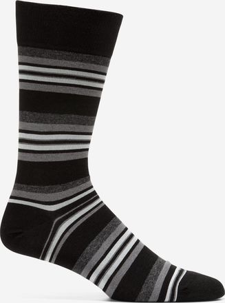 Cole Haan Mens Striped Dress Crew Socks - Black