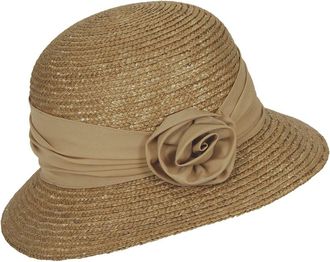Seeberger Kassida Straw Hat Seeberger Blossom Decoration Women´s hat (One Size - Light Brown)