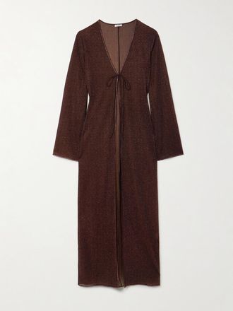 Os&eacute;ree Copricostume In Maglia Stretch Metallizzata Con Laccetti Lumi&egrave;re - Marrone