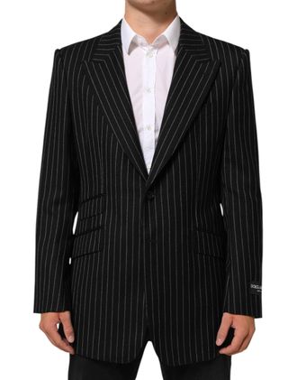 Dolce & Gabbana Mens Black Stripes 2 Buttons Suit Jacket Blazer Pl+wo
