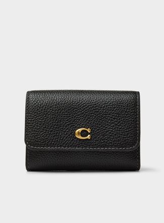 Coach Womens Black minimalist leather bi-fold card holder