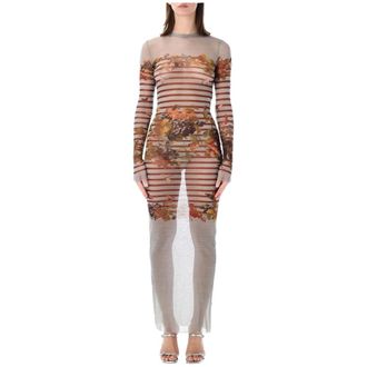 Jean Paul Gaultier Vestido Largo Transparente Estampado - Dresses - Mujer - Multicolor - M